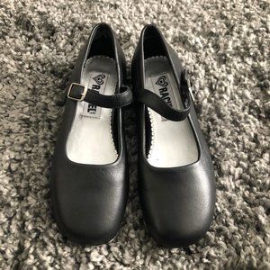 Girls Rachel Black Leather Buckle Dress Shoes